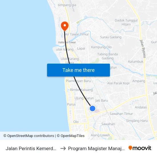 Jalan Perintis Kemerdekaan, 33 to Program Magister Manajemen Unp map