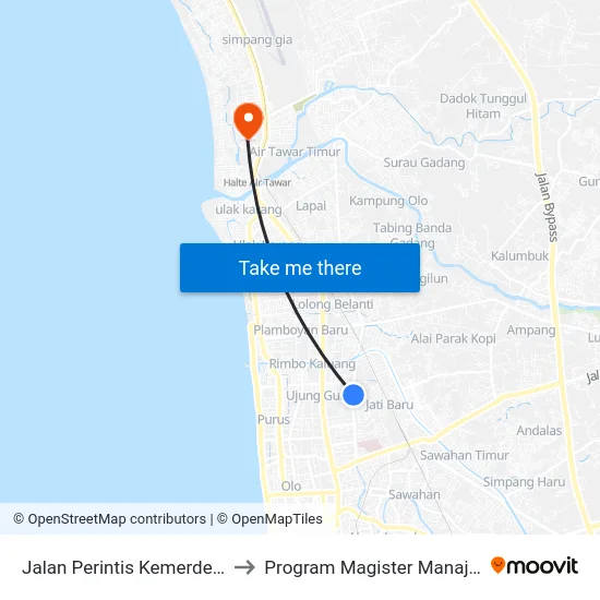 Jalan Perintis Kemerdekaan, 154 to Program Magister Manajemen Unp map