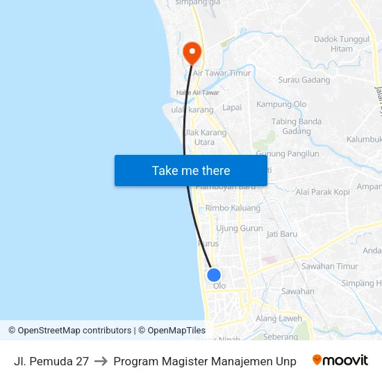 Jl. Pemuda 27 to Program Magister Manajemen Unp map