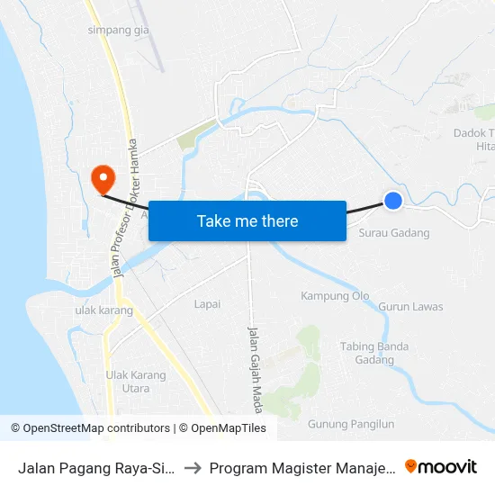 Jalan Pagang Raya-Siteba, 30 to Program Magister Manajemen Unp map