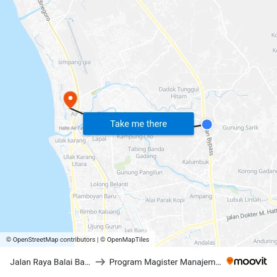 Jalan Raya Balai Baru, 9a to Program Magister Manajemen Unp map