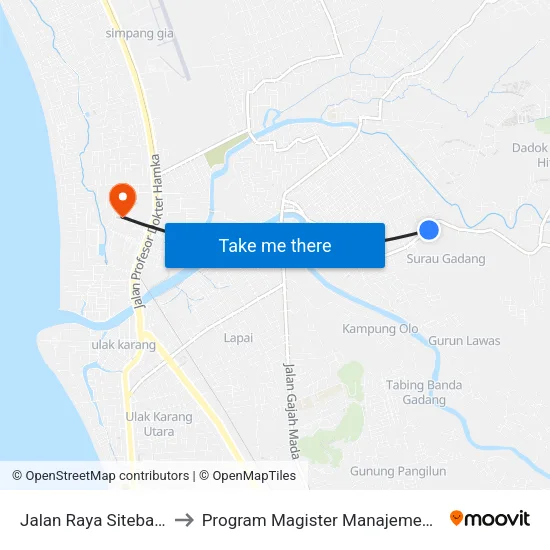 Jalan Raya Siteba, 51 to Program Magister Manajemen Unp map