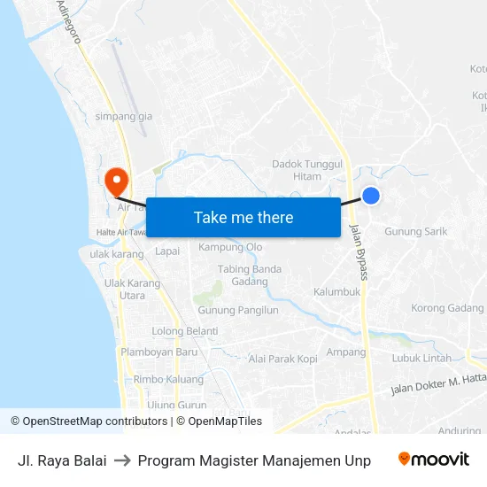 Jl. Raya Balai to Program Magister Manajemen Unp map