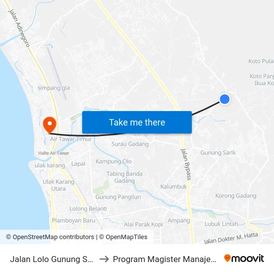 Jalan Lolo Gunung Sarik, 13 to Program Magister Manajemen Unp map