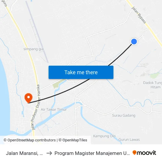 Jalan Maransi, 63 to Program Magister Manajemen Unp map
