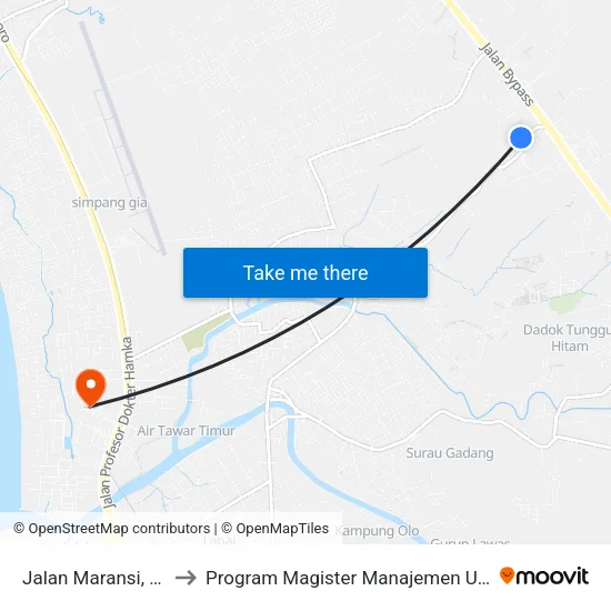 Jalan Maransi, 30 to Program Magister Manajemen Unp map