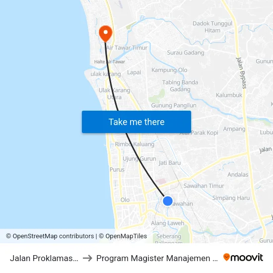 Jalan Proklamasi, 2 to Program Magister Manajemen Unp map