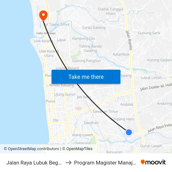 Jalan Raya Lubuk Begalung, 12 to Program Magister Manajemen Unp map