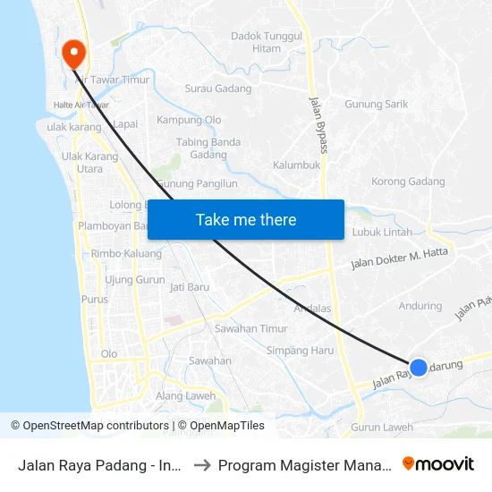 Jalan Raya Padang - Indarung, 34 to Program Magister Manajemen Unp map