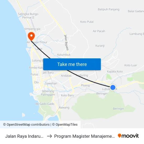 Jalan Raya Indarung, 9 to Program Magister Manajemen Unp map