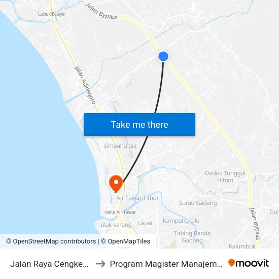 Jalan Raya Cengkeh, 288 to Program Magister Manajemen Unp map