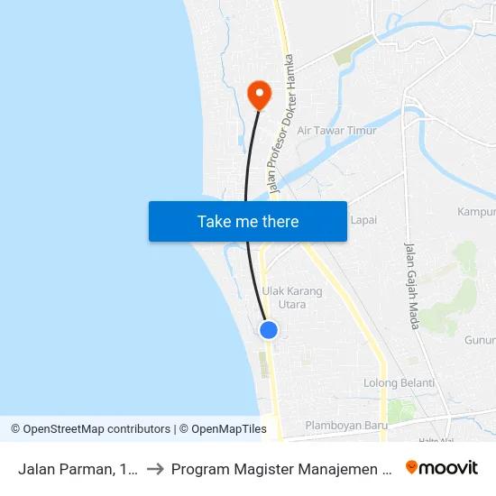 Jalan Parman, 152 to Program Magister Manajemen Unp map