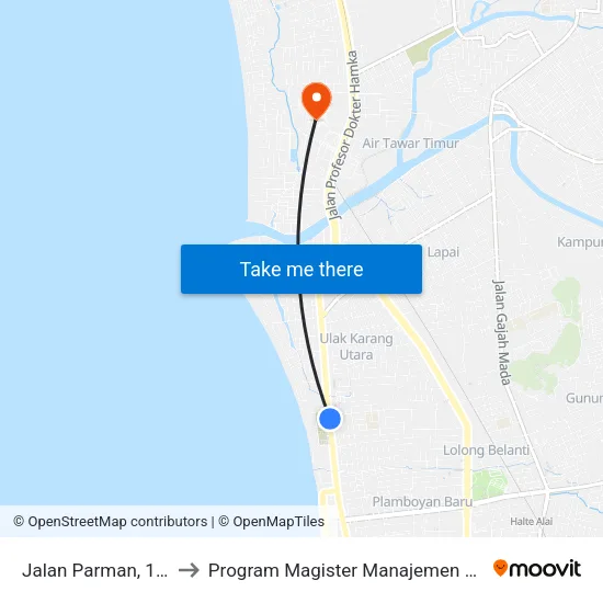 Jalan Parman, 118 to Program Magister Manajemen Unp map