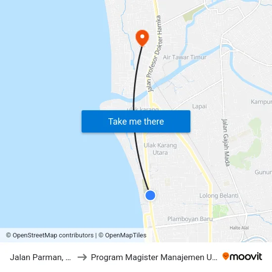 Jalan Parman, 94 to Program Magister Manajemen Unp map