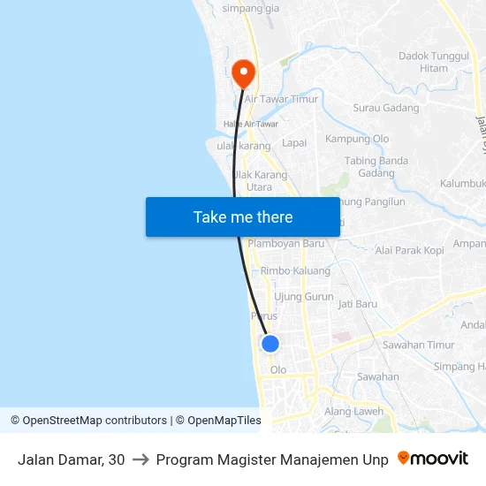Jalan Damar, 30 to Program Magister Manajemen Unp map