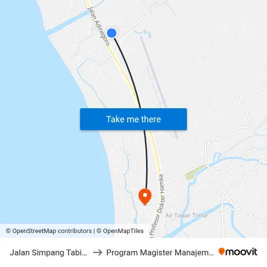 Jalan Simpang Tabing, 22 to Program Magister Manajemen Unp map