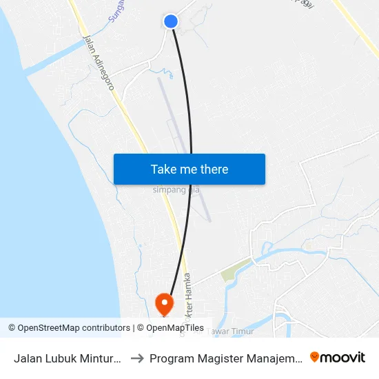 Jalan Lubuk Minturun, 15 to Program Magister Manajemen Unp map