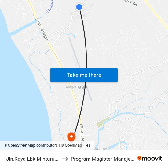 Jln.Raya Lbk.Minturun, No.19 to Program Magister Manajemen Unp map