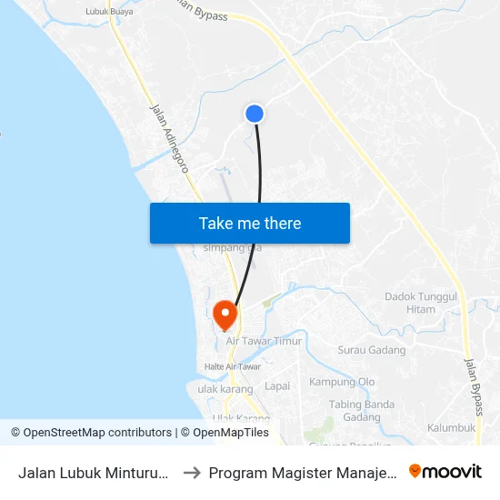 Jalan Lubuk Minturun, No.38 to Program Magister Manajemen Unp map