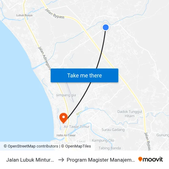 Jalan Lubuk Minturun, 18 to Program Magister Manajemen Unp map