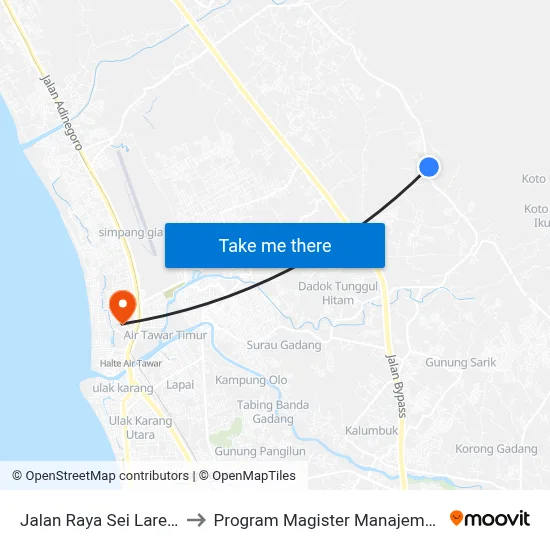 Jalan Raya Sei Lareh, 23 to Program Magister Manajemen Unp map