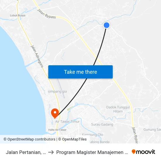 Jalan Pertanian, 16 to Program Magister Manajemen Unp map