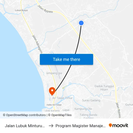 Jalan Lubuk Minturun, No.16 to Program Magister Manajemen Unp map