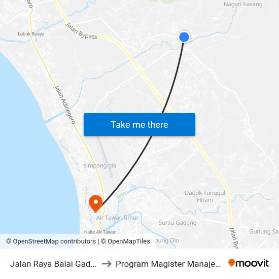 Jalan Raya Balai Gadang, 54 to Program Magister Manajemen Unp map