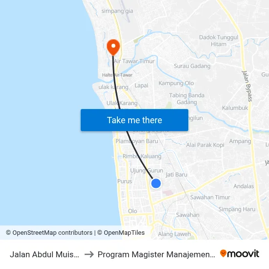 Jalan Abdul Muis, 71 to Program Magister Manajemen Unp map