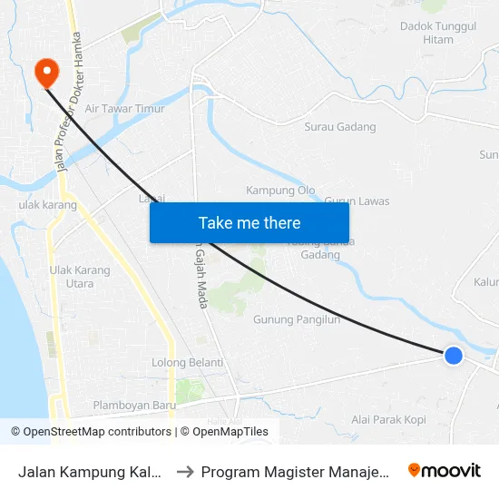 Jalan Kampung Kalawi, 18 to Program Magister Manajemen Unp map