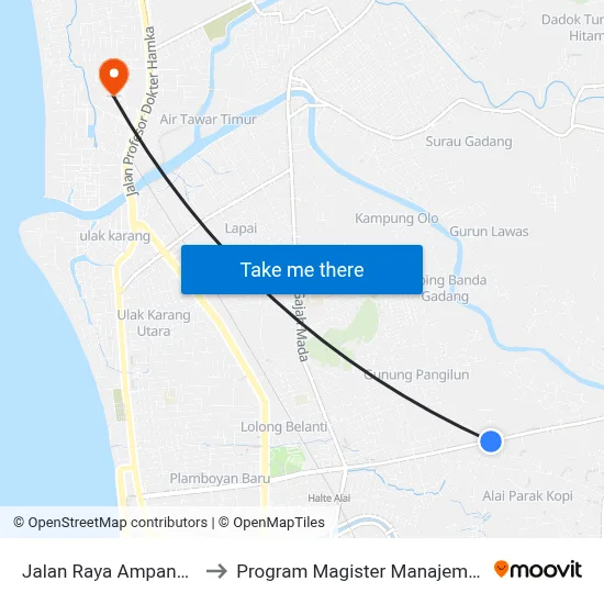 Jalan Raya Ampang, 31a to Program Magister Manajemen Unp map