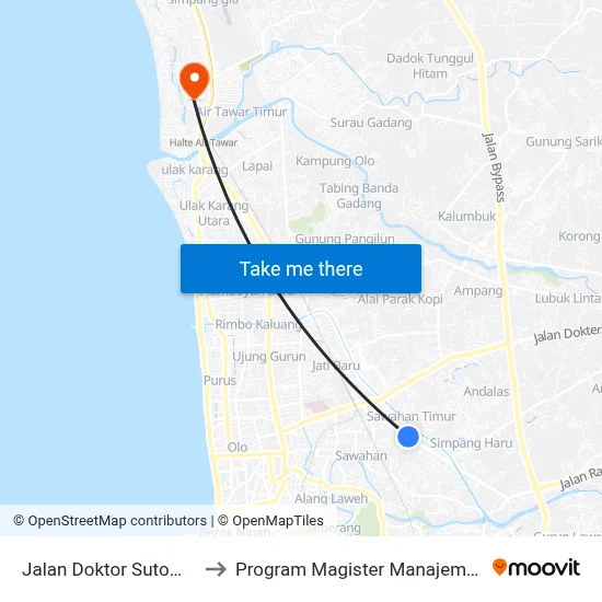 Jalan Doktor Sutomo, 74 to Program Magister Manajemen Unp map