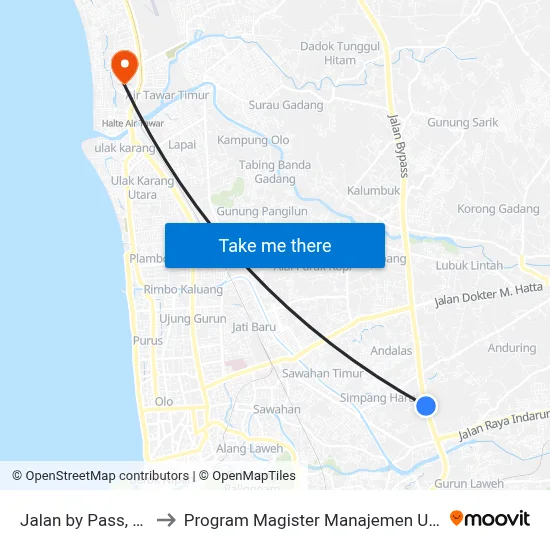Jalan by Pass, 16 to Program Magister Manajemen Unp map
