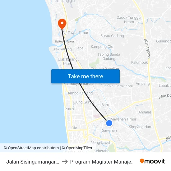 Jalan Sisingamangaraja, 51 to Program Magister Manajemen Unp map