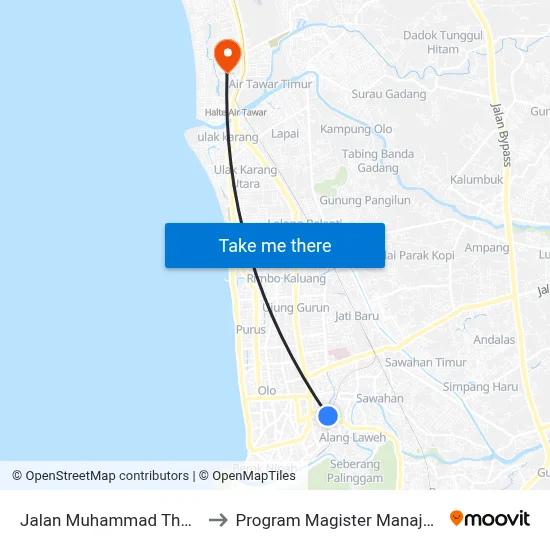 Jalan Muhammad Thamrin, 38 to Program Magister Manajemen Unp map