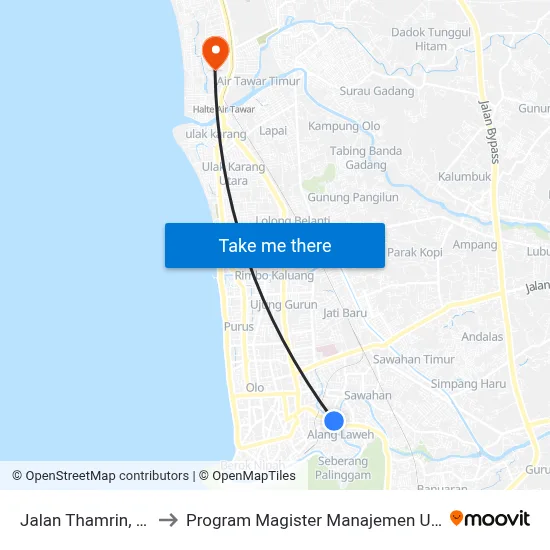 Jalan Thamrin, 64 to Program Magister Manajemen Unp map