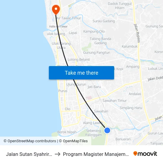 Jalan Sutan Syahrir, 117 to Program Magister Manajemen Unp map