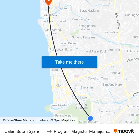 Jalan Sutan Syahrir, 212 to Program Magister Manajemen Unp map