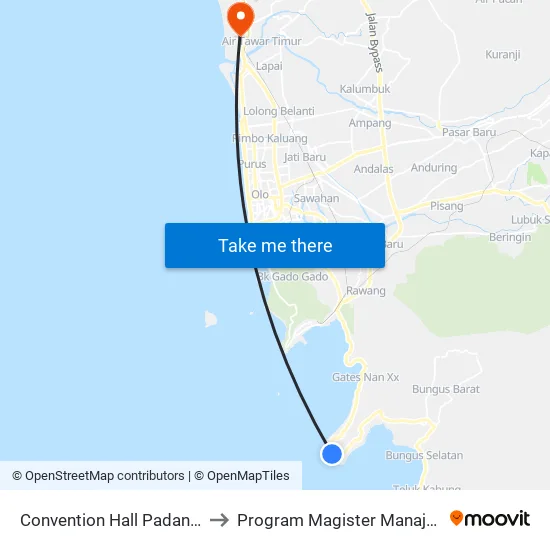 Convention Hall Padang Painan to Program Magister Manajemen Unp map