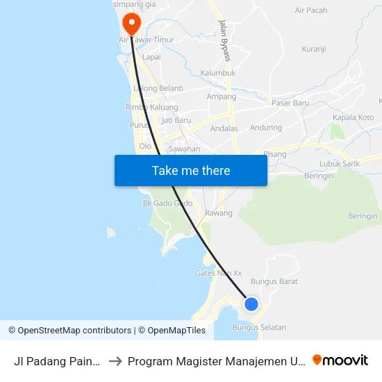 Jl Padang Painan to Program Magister Manajemen Unp map
