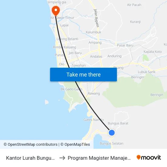 Kantor Lurah Bungus Barat to Program Magister Manajemen Unp map