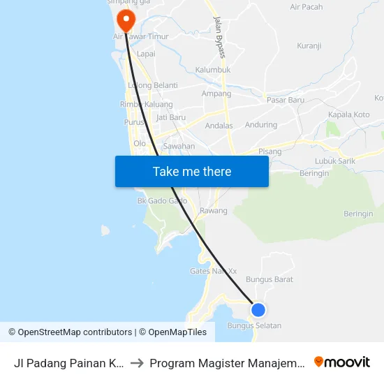 Jl Padang Painan Km 19 to Program Magister Manajemen Unp map