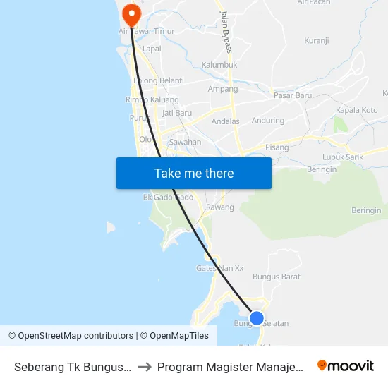 Seberang Tk Bungus Indah to Program Magister Manajemen Unp map
