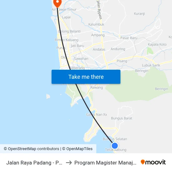 Jalan Raya Padang - Painan, 21 to Program Magister Manajemen Unp map