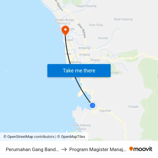 Perumahan Gang Bandes, No.35 to Program Magister Manajemen Unp map