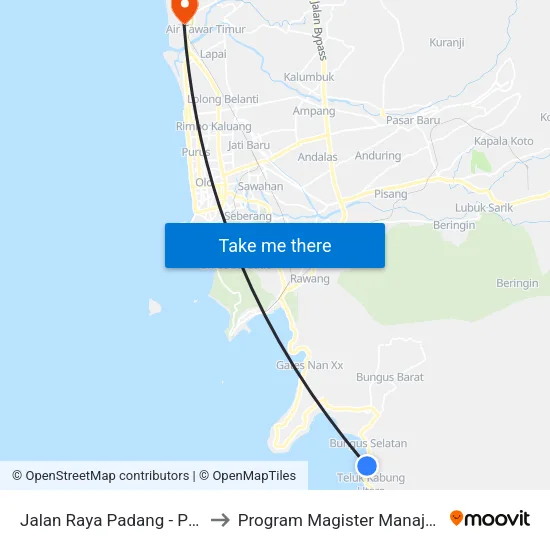 Jalan Raya Padang - Painan, 21 to Program Magister Manajemen Unp map