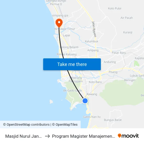 Masjid Nurul Jannah to Program Magister Manajemen Unp map