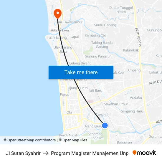 Jl Sutan Syahrir to Program Magister Manajemen Unp map
