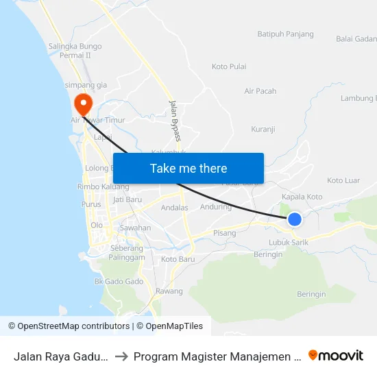 Jalan Raya Gadut, 9 to Program Magister Manajemen Unp map