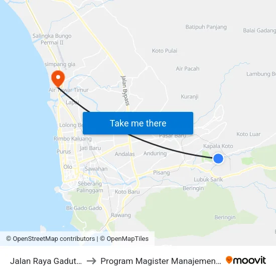 Jalan Raya Gadut, 11 to Program Magister Manajemen Unp map